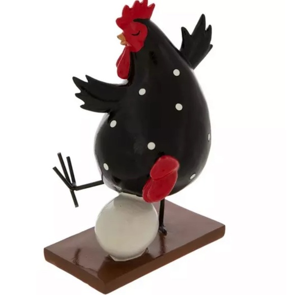 Polka Dot Rooster Figurine Dancing Rooster With Egg Figurine - Picture 3 of 3